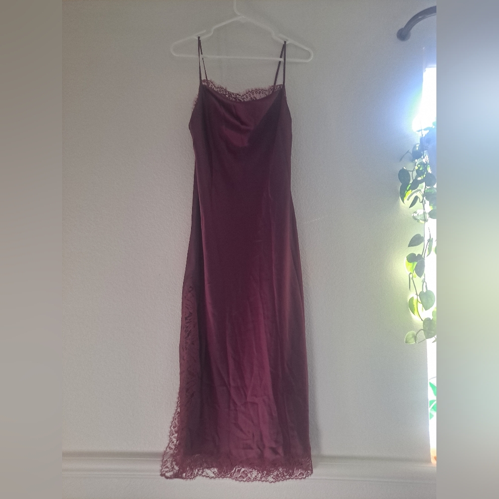 Pink lace slip dress